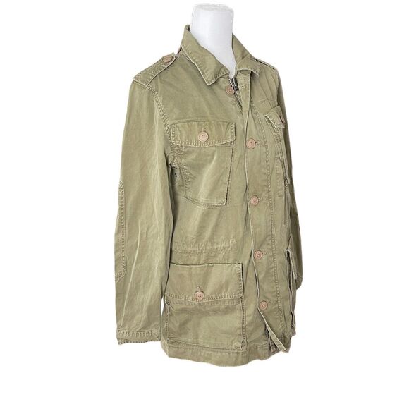 J.Crew Small Boyfriend Fatigue Jacket Army Green Full Zip VTG Utility - Picture 9 of 14